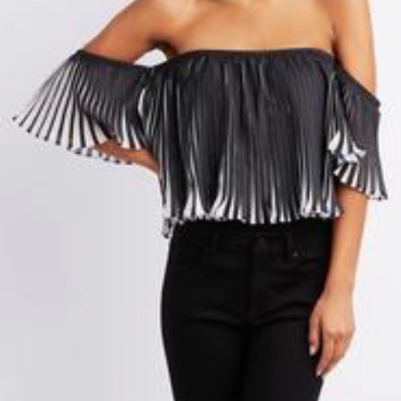 Charlotte Russe Tops - Plleated off the shoulder bodysuit